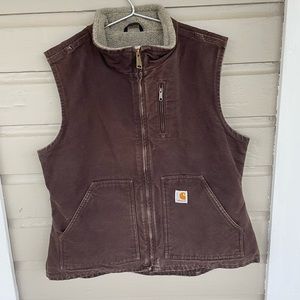 Womens large carhartt vest fleece lined brown